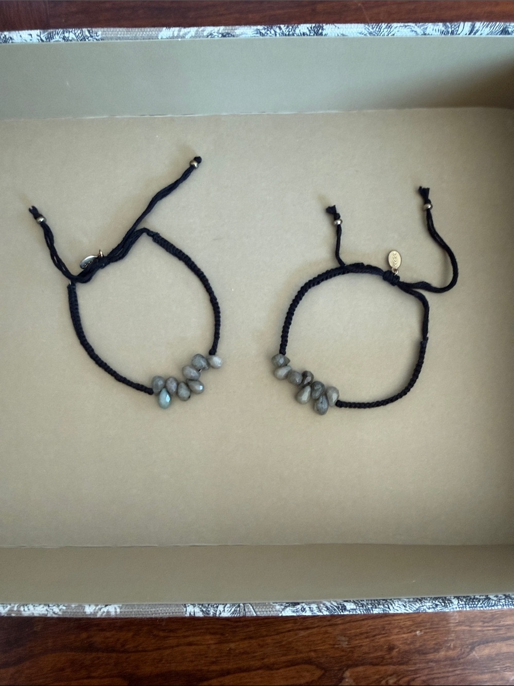 American Eagle Outfitters Black Cord Bracelet with Gray Beads